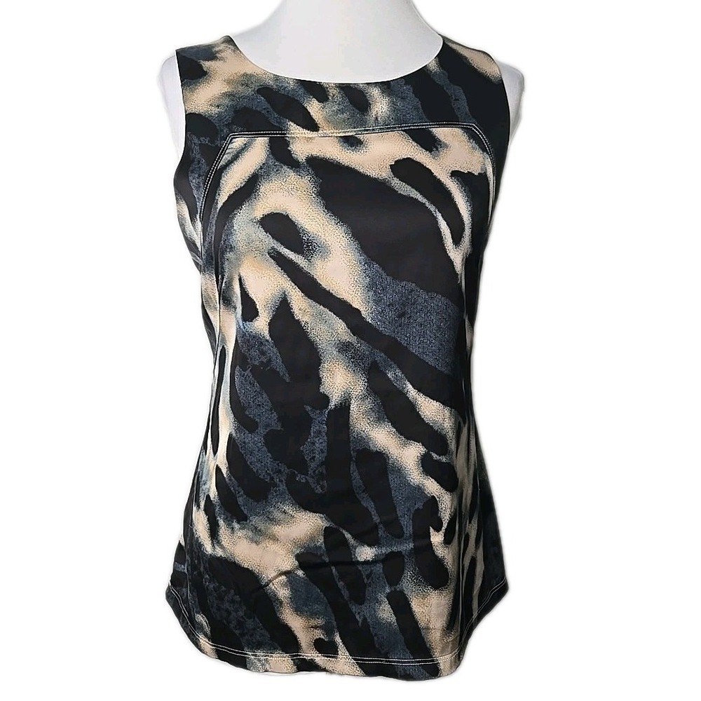 Ann Taylor Satin & Jersey Contrast Print Tank Top Small S